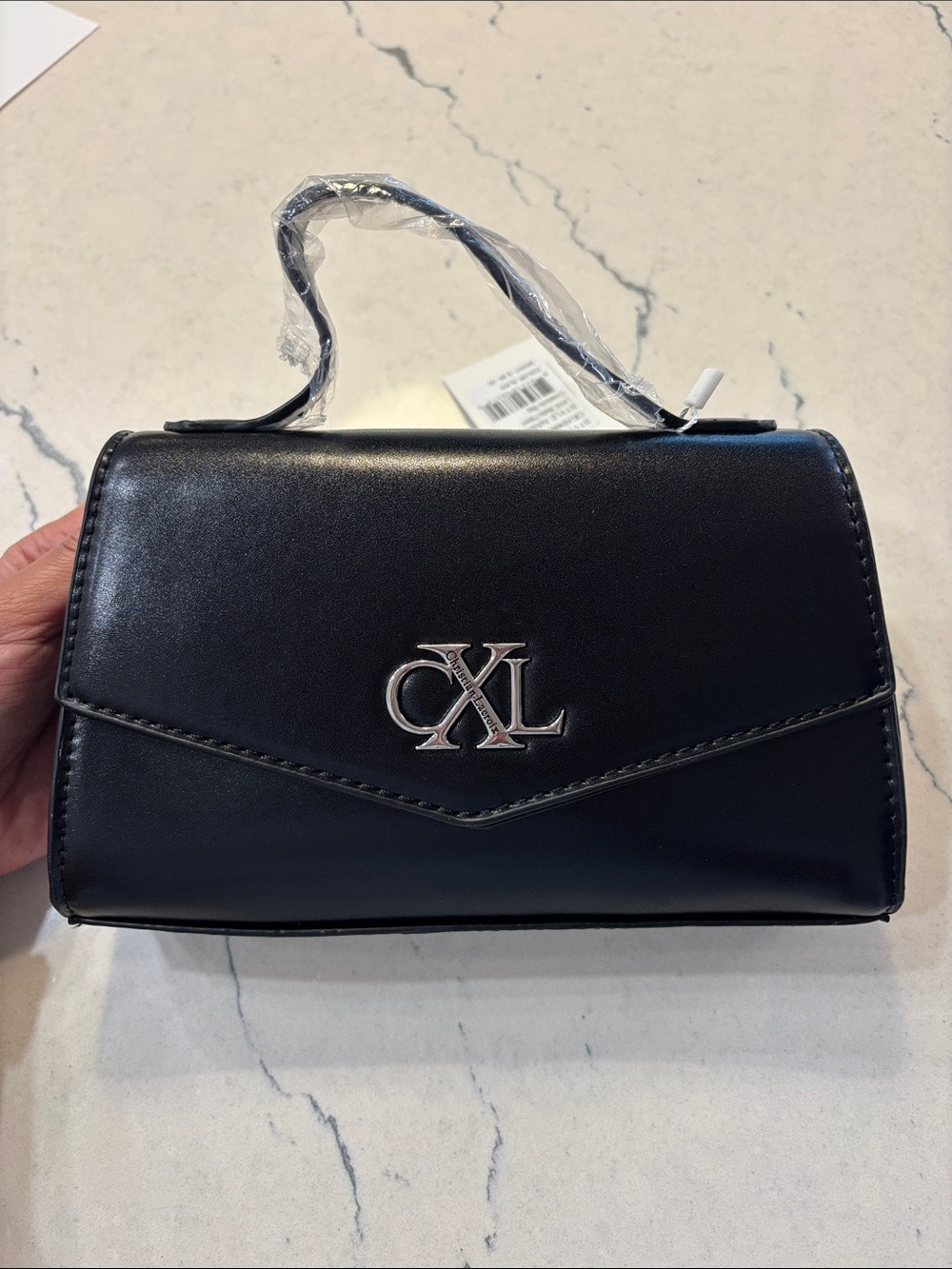 Christian Lacroix Black Mini Top-Handle Bag with Silver Logo